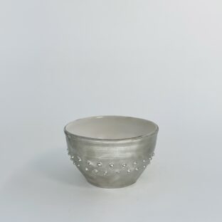 lined seeds bowl 2 (milky white × platinum silver)